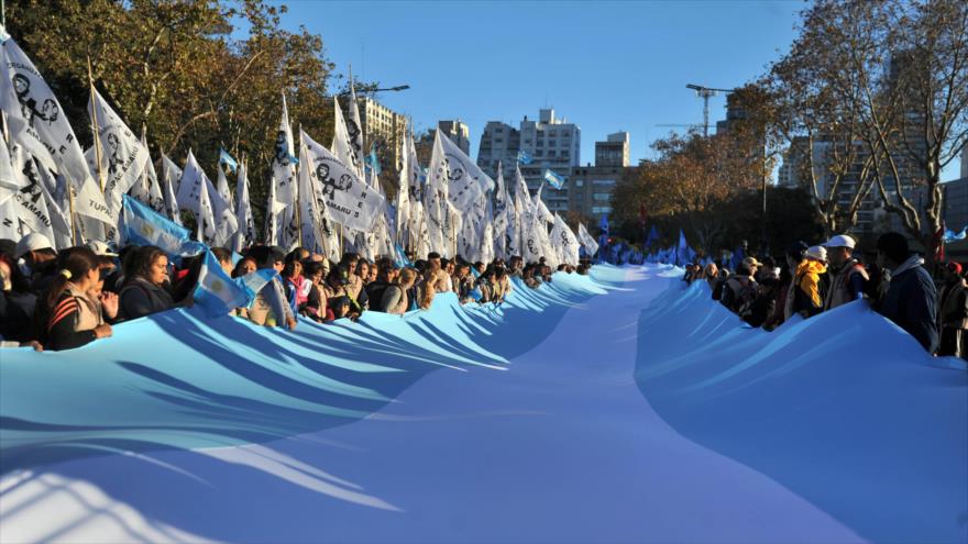 Una marcha en Argentina contra las acciones de los fondos buitre.