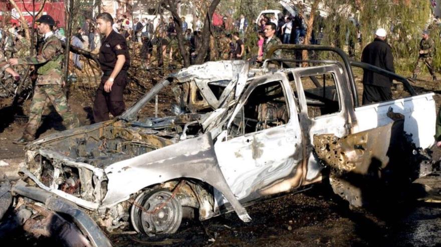 Un atentado con coche bomba registrado en la ciudad de siria de Sweida (suroeste), 6 de noviembre de 2013.