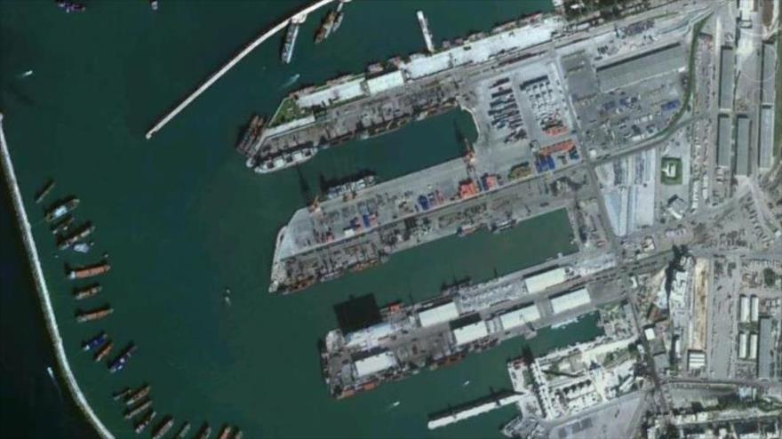 Imagen satelital de la base naval rusa Tartus en Siria.