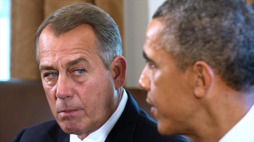 John Boehner, presidente de la Cámara Baja de EE.UU. (izqda.) y el presidente norteamericano, Barack Obama.