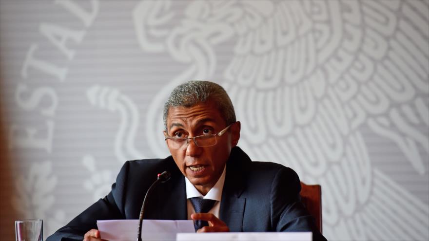 Embajador de Egipto en México, Yasser Mohamad Ahmad Shaban, durante una conferencia de prensa en la Ciudad de México (capital mexicana). 14 de septiembre de 2015