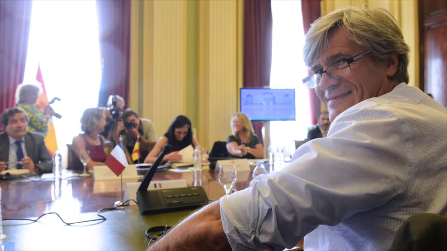 Stéphane Le Foll, ministro de Agricultura francés, en un encuentro en Madrid con sus homólogos español, italiano y portugués, 28 de agosto de 2015.