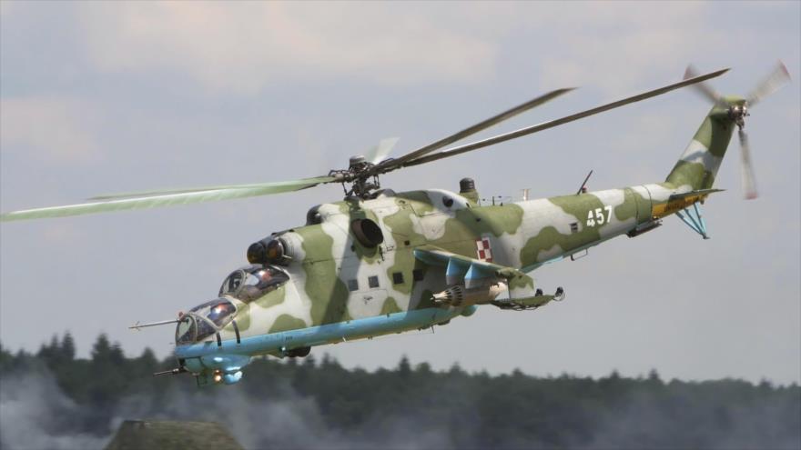 Helicóptero artillado y de ataque de fabricación rusa Mil Mi-24.