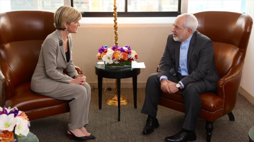 La jefa de la diplomacia australiana, Julie Bishop, aborda temas de interés común con su par iraní, Mohamad Yavad Zarif.