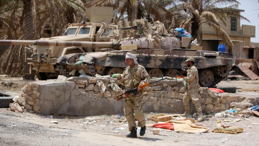 Fuerzas populares iraquíes en la ciudad de Al-Faluya, en la provincia de Al-Anbar.