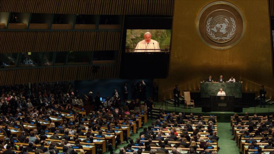 La 70ª sesión de la Asamblea General de las Naciones Unidas (AGNU), celebrada en Nueva York, 25 de septiembre de 2015.