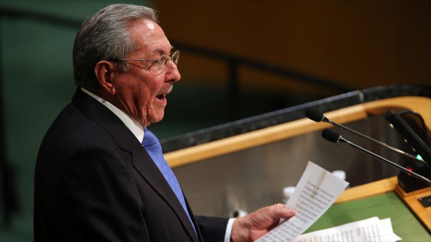 El presidente de Cuba, Raúl Castro, durante la 70º Asamblea General de las Naciones Unidas (AGNU), celebrada en la ciudad estadounidense de Nueva York. 28 de septiembre de 2015