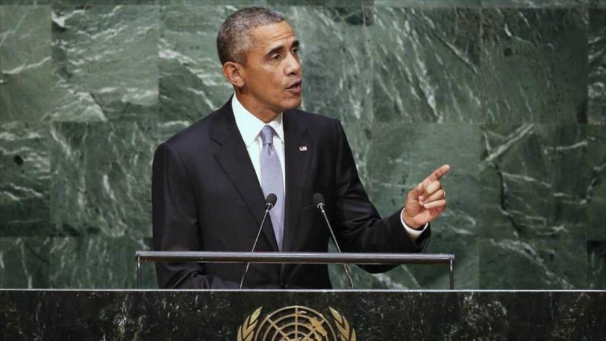 El presidente de EE.UU., Barack Obama, se dirige a los líderes mundial en la 70ª Asamblea General de las Naciones Unidas (AGNU), en Nueva York.