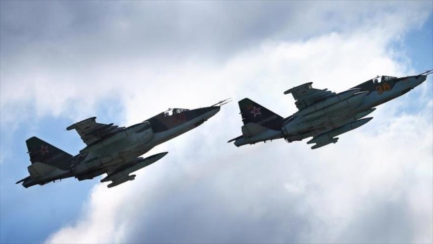 Cazas rusos tipo Su-25.