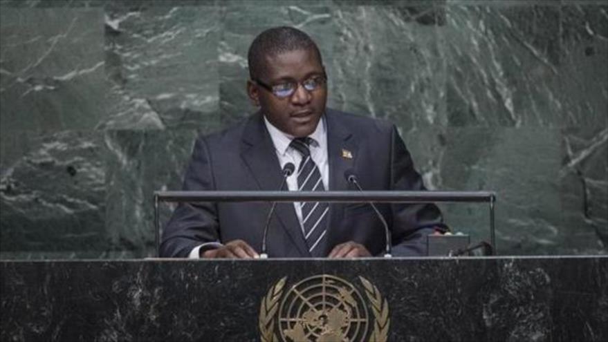 El canciller de la República Centroafricana (RCA), Samuel Rangba, durante su discurso ante la Asamblea General de las Naciones Unidas (AGNU), 30 de septiembre del 2015.