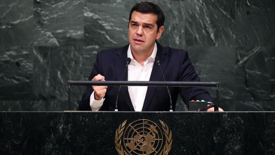 El primer ministro de Grecia, Alexis Tsipras, en la 70ª Asamblea General de las Naciones Unidas (AGNU), en Nueva York (noreste de Estados Unidos), 1 de octubre de 2015.