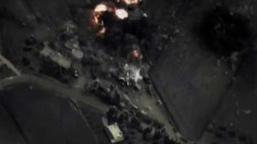 Ataques aéreos de las Fuerzas Aeroespaciales de Rusia en Siria contra objetivos del grupo terrorista EIIL.