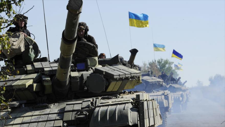 Tanques ucranianos desplegados en la región de Lugansk. 5 de octubre de 2015.