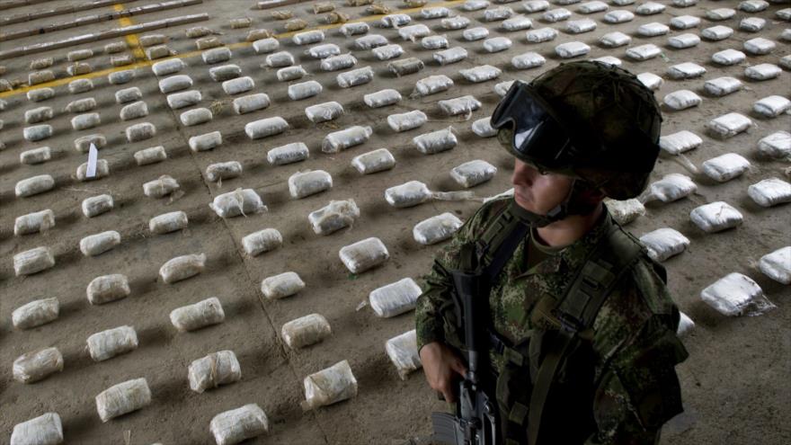 Paquetes de cocaína confiscados por las autoridades colombianas que pertenecían a la banda criminal Clan Úsuga y que iban a ser enviados a Centroamérica. 14 de marzo de 2015.