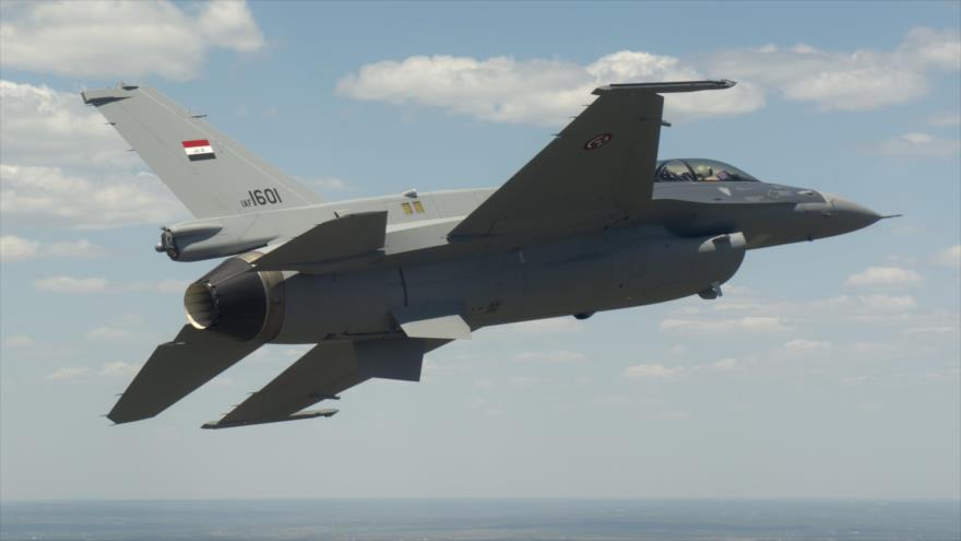 Un avión F-16 de la Fuerza Aérea Iraquí.