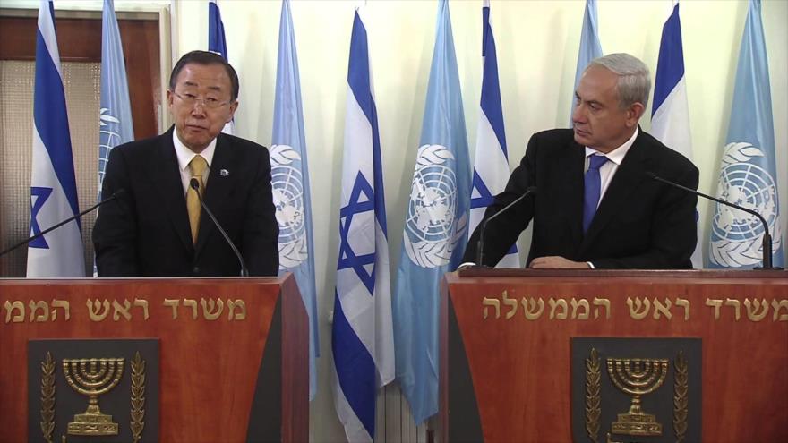 El primer ministro israelí, Benyamin Netanyahu (dcha.) y el secretario general de Naciones Unidas, Ban Ki-moon.
