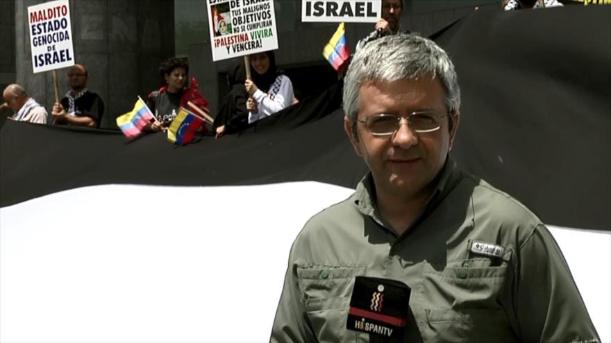Venezolanos se solidarizan con los palestinos ante la sede de ONU