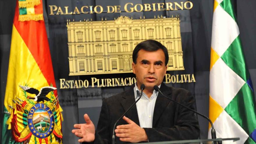 El ministro de la Presidencia de Bolivia, Juan Ramón Quintana, durante una conferencia de prensa en el Palacio de Gobierno.