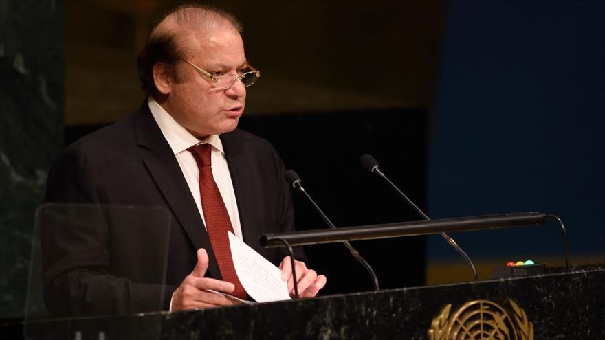 El primer ministro de Paquistán, Nawaz Sharif, ofrece su discurso en el Senado de EE.UU.