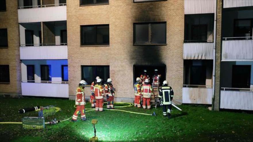 Hogar de refugiados incendiado en la ciudad alemana de Flensburg.