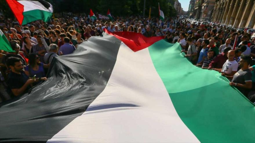 Cientos de italianos expresan su apoyo a la nación palestina en Roma, capital de Italia.