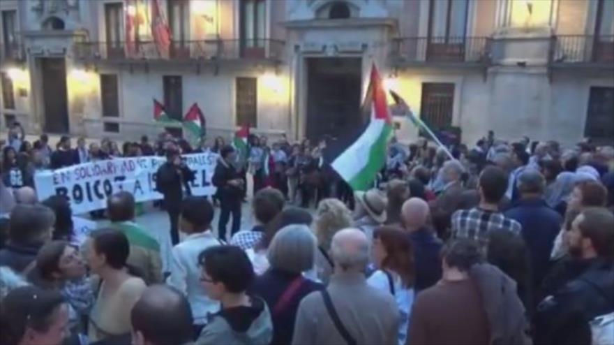 Manifestación pro palestina celebrada en Madrid, capital de España. 23 de octubre de 2015
