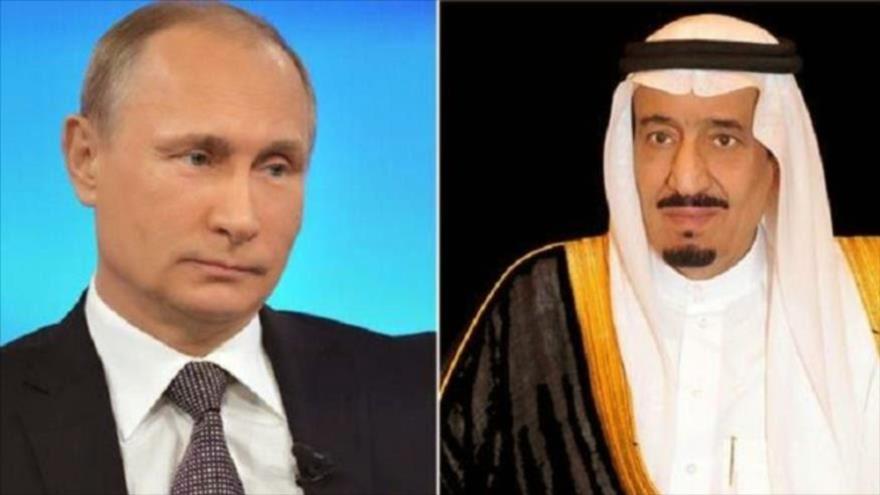 El presidente de Rusia, Vladimir Putin (izqda.), y el rey de Arabia Saudí, Salman bin Abdulaziz.