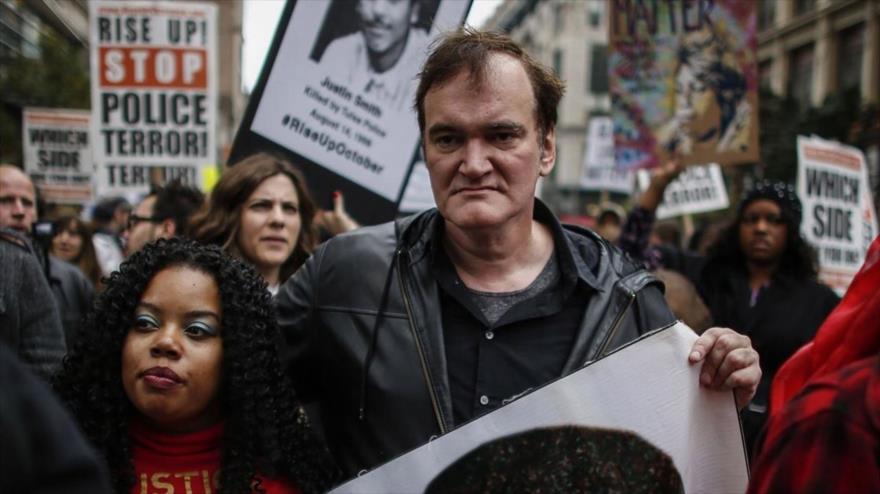 El director estadounidense Quentin Tarantino en la manifestación celebrada en Nueva York (noreste) contra la brutalidad policial.