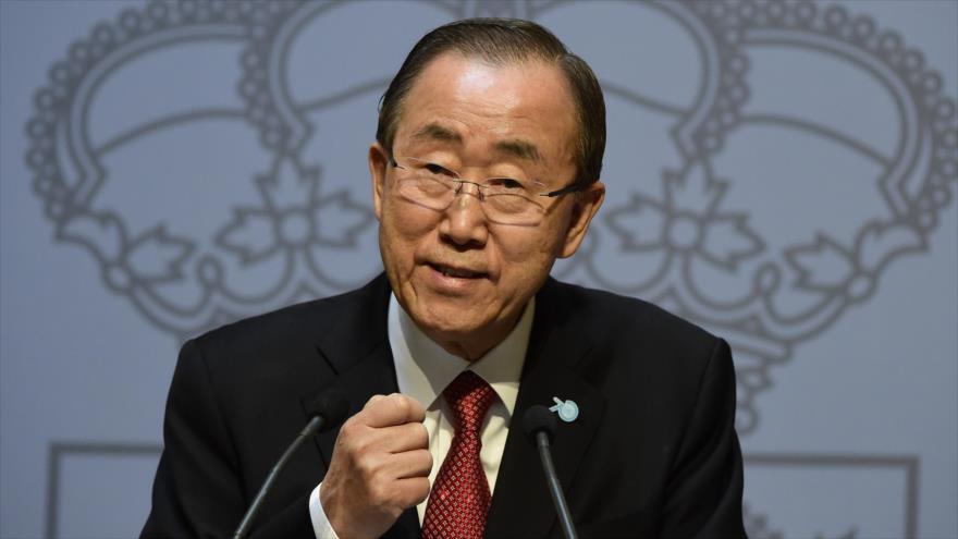 Ban Ki-moon, secretario general de la ONU, durante su conferencia de prensa en Madrid, capital de España. 29 de octubre de 2015