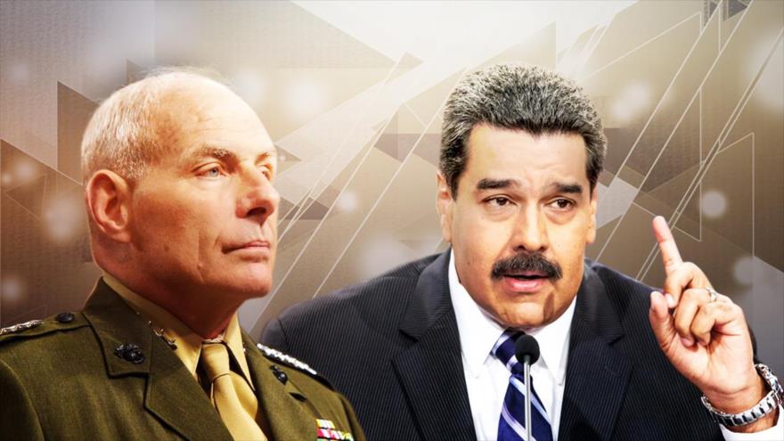 El presidente de Venezuela, Nicolás Maduro (dcha.), y el jefe del Comando Sur del Departamento de Defensa de EE.UU., el general John Kelly.