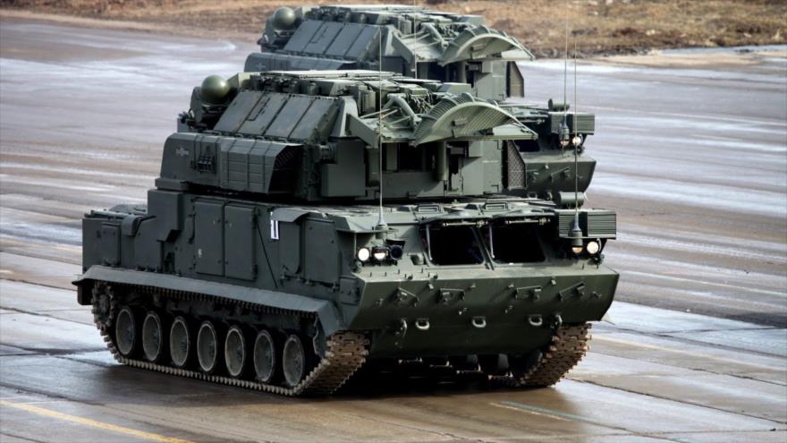 Sistemas de defensa antiaéreo Tor (SA-15 Gauntlet) de producción rusa.