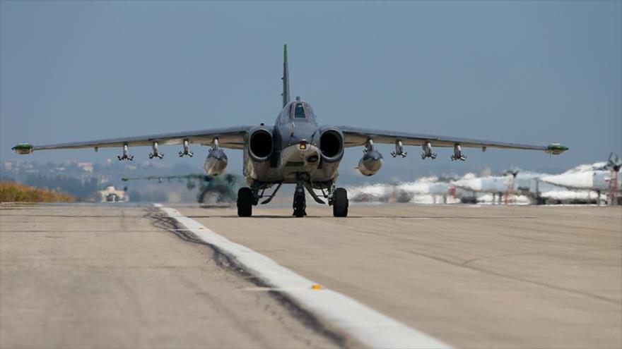 Un avión de ataque ruso Sujoi Su-25 desplegado en Siria.