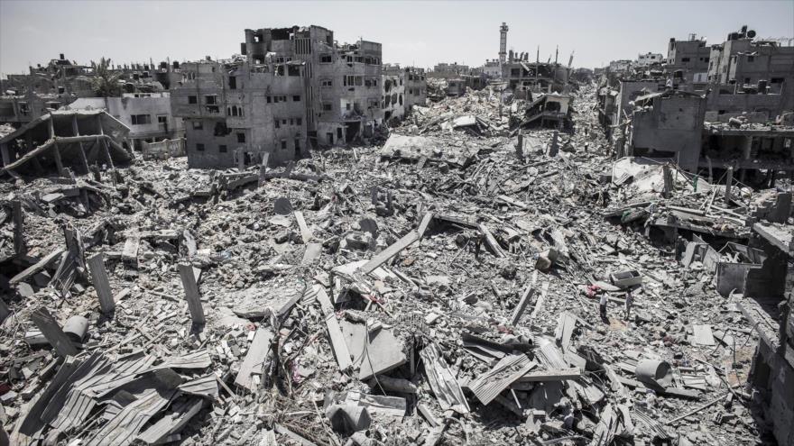 Destrucción causada en la Franja de Gaza durante la agresión del régimen israelí a dicho enclave costero en 2014.