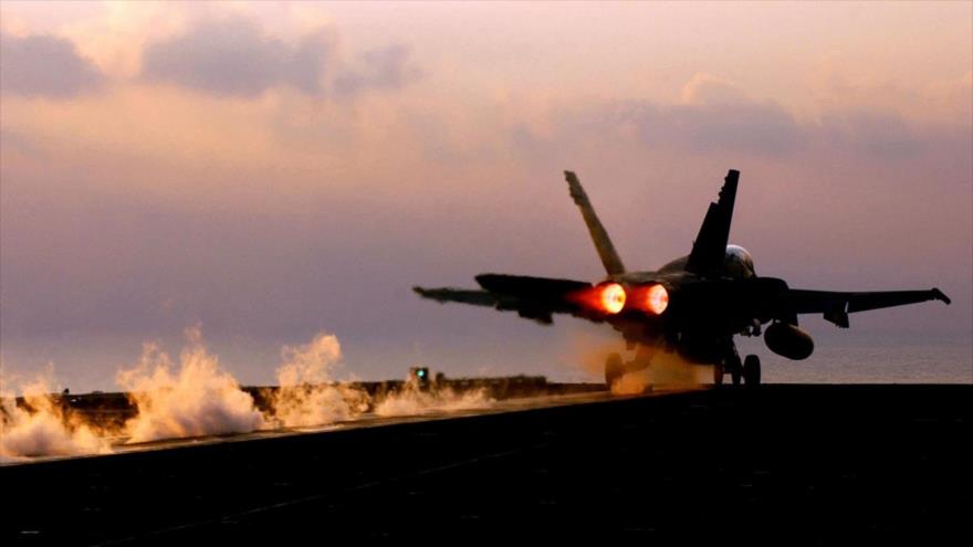 Avión de combate de la llamada coalición anti-EIIL, liderada por EE.UU.