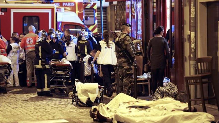 Cuerpos sin vida de algunas víctimas de los atentados de París (Francia).