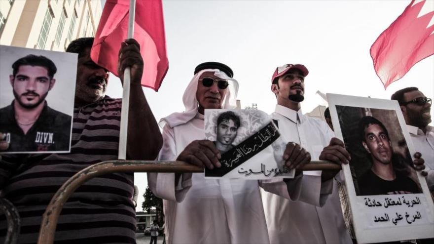 Una protesta frente a un edificio de las Naciones Unidas en Manama, capital de Baréin, en el Día Internacional en Apoyo de las Víctimas de la Tortura. 26 de junio de 2014