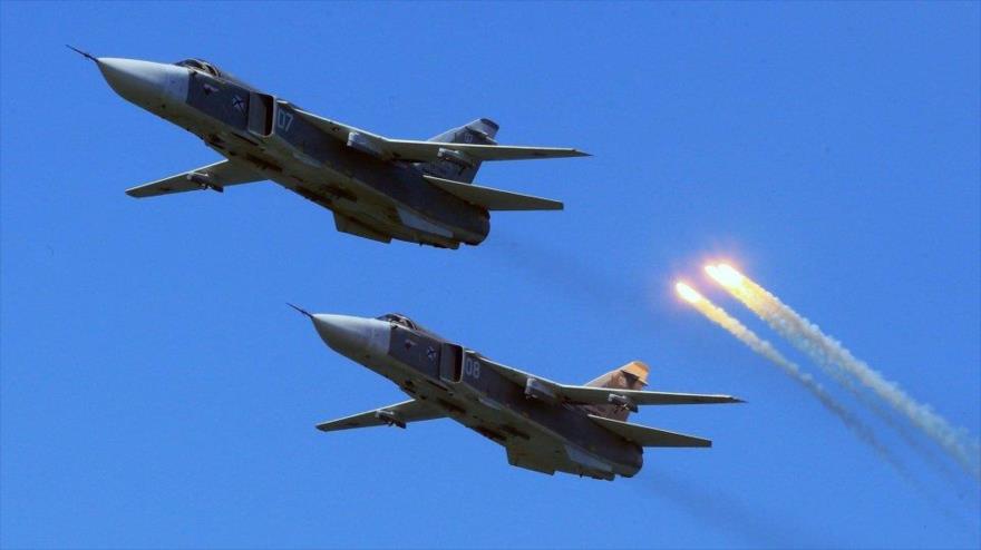 Jets rusos bombardean las posiciones del EIIL en Siria.