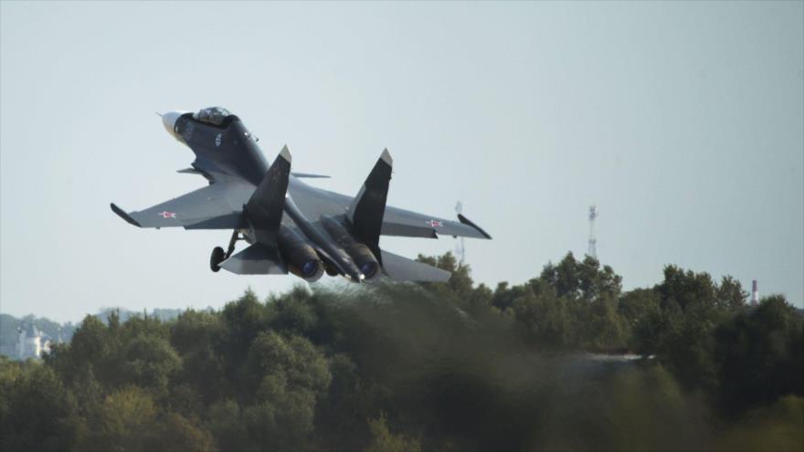 Avión de combate de Rusia desplegado en la base aérea de Hmeymim, situada en la ciudad de Latakia (oeste de Siria).