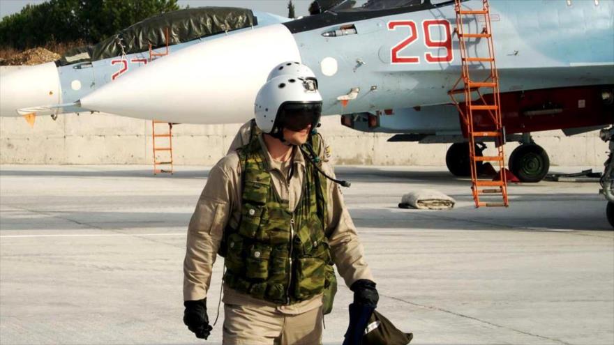 Pilotos rusos en la base aérea de la provincia de Latakia, en oeste de Siria.