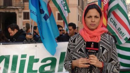 Siguen protestas de empleados de Alitalia contra despidos masivos