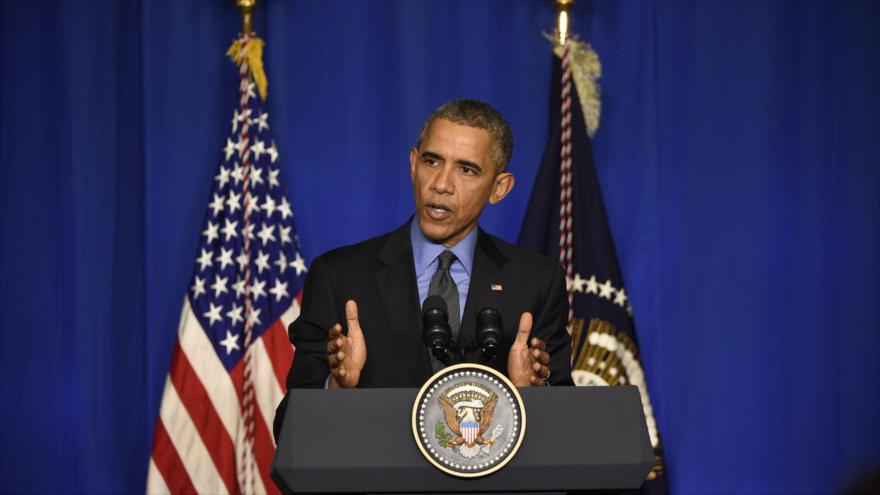 El presidente de EE.UU., Barack Obama, durante una conferencia de prensa en París, capital francesa. 1 de diciembre de 2015
