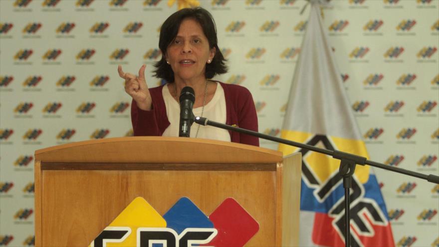 La vicepresidenta del Consejo Nacional Electoral (CNE) de Venezuela, Sandra Oblitas. 