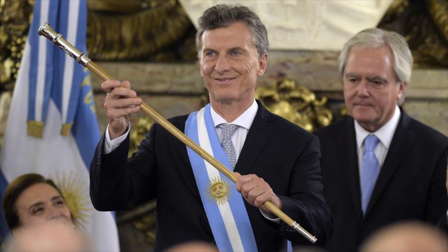 El presidente argentino, Mauricio Macri, durante su toma de posesión en la Casa Rosada (sede presidencial) en Buenos Aires (capital). 10 de diciembre de 2015