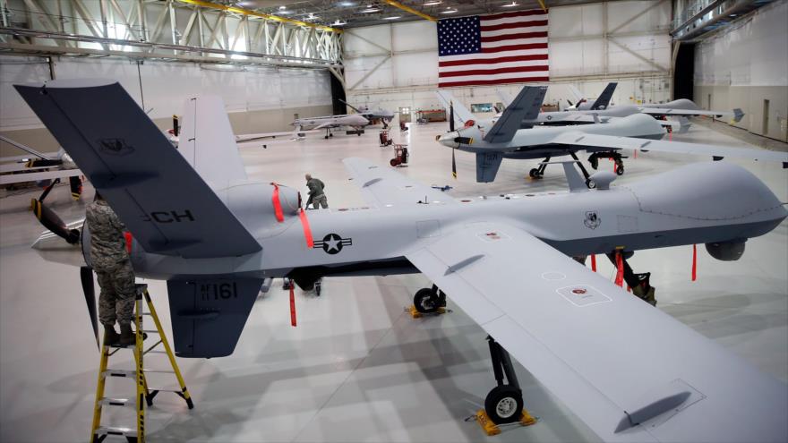 Drones de combate estadounidenses tipo MQ-9 Reapers desplegados en la base aérea de Creech en Nevada (EEUU).