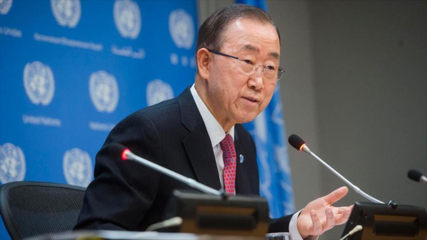 El secretario general de ONU, Ban Ki-moon, en su conferencia de prensa de fin de año, 16 de diciembre de 2015.