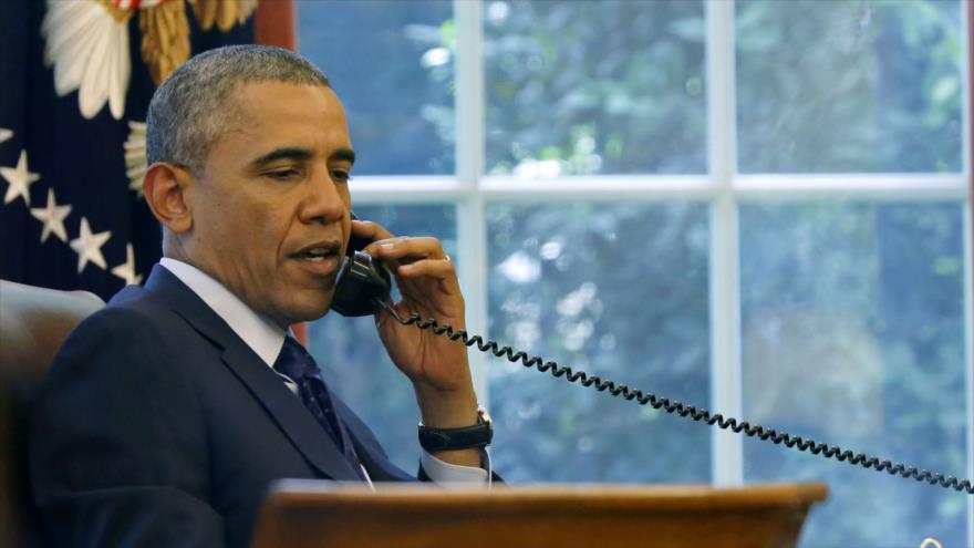 El presidente estadounidense, Barack Obama, durante una conversación telefónica.