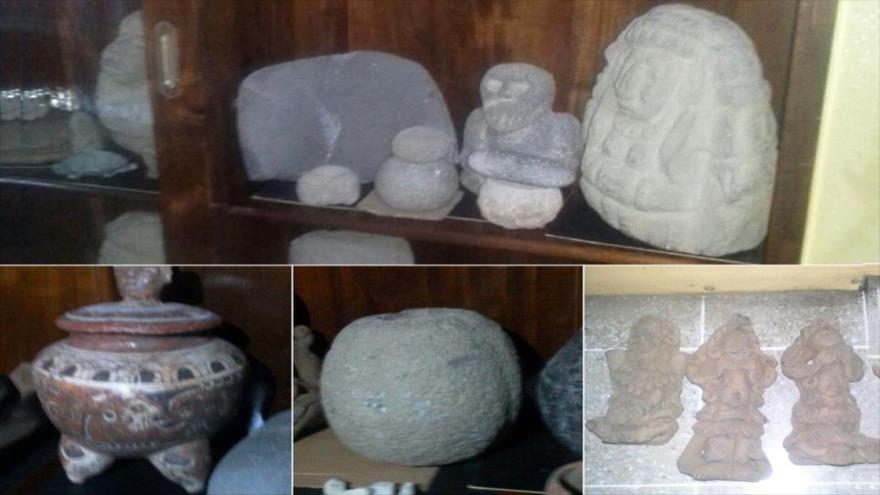 Piezas arqueológicas mayas, encontradas en Ciudad de Guatemala, la capital guatemalteca.
