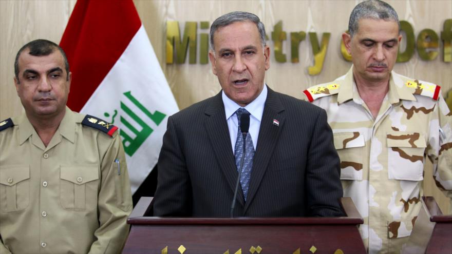 El ministro iraquí de Defensa, Jaled al-Obeidi, en una rueda de prensa en Bagdad, capital iraquí.