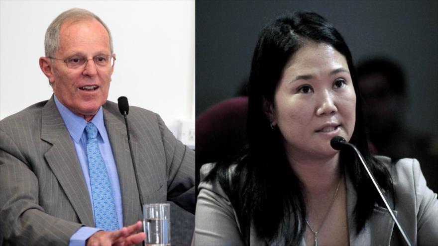 Los candidatos peruanos a la Presidencia que han logrado el primer y el segundo lugar de la intención de votos en los sondeos, Keiko Fujimori (dcha.) y Pedro Pablo Kuczynski, respectivamente.