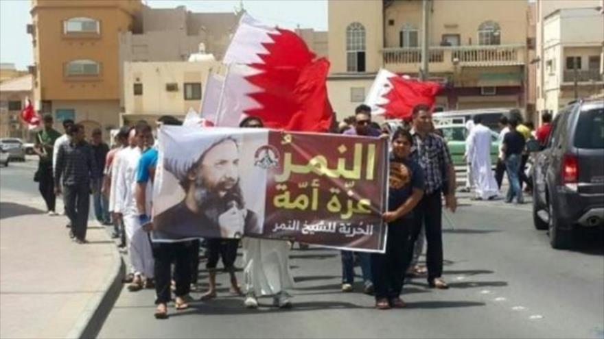 Una protesta de bareiníes en solidaridad con el ejecutado clérigo chií el sheij Nimr Baqer al-Nimr.